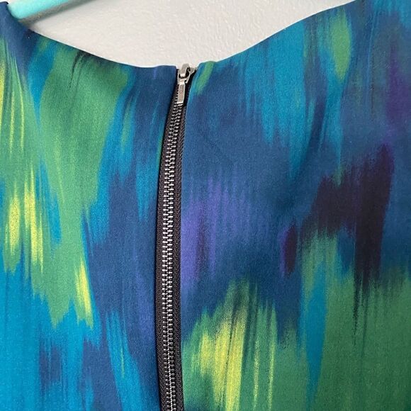 Tribal abstract print stretch scoop neck shift dress sleeveless size M - Picture 4 of 7